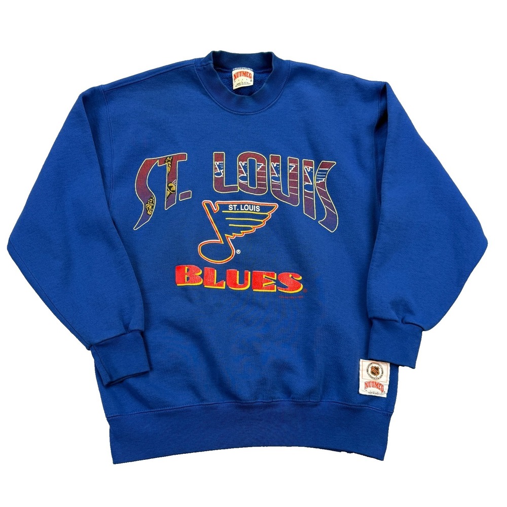 Vintage St. Louis Blues Nutmeg Mills Graphic Print Sweatshirt Mens Large NHL USA